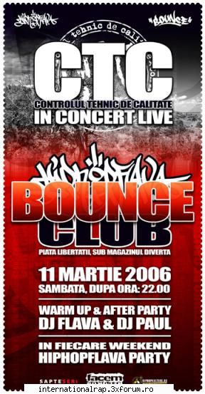 c.t.c. club bounce c.t.c. vor concerta sambata, martie club bounce din timisoara, incepand ora